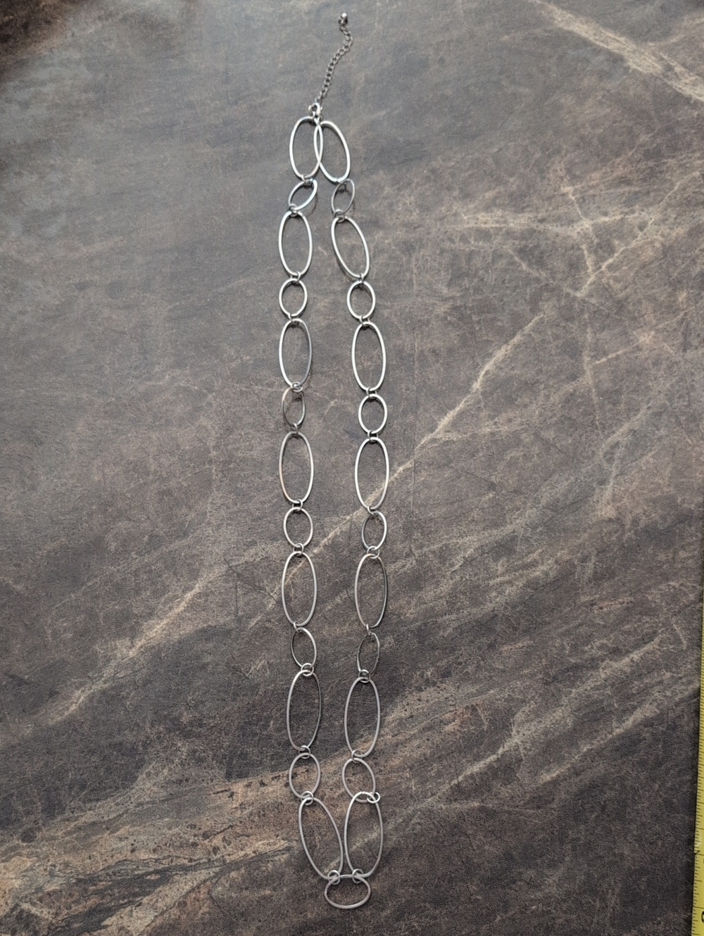 Silver Oval Link Long Necklace - Women Jewelry
